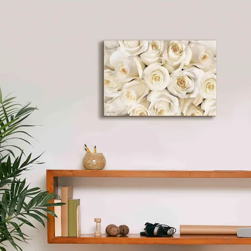 Vista 7 de Epic Graffiti 'Top View - White Roses' de Lori Deiter, arte de pared en lienzo, 18 x 12 pulgadas