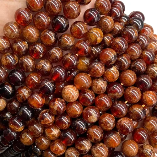 Vista 5 de ABCGEMS - Cuentas de granate hesonita ámbar y naranja madagasquino (color naranja pardusco raro) piedra de cristal de energía curativa de chakra