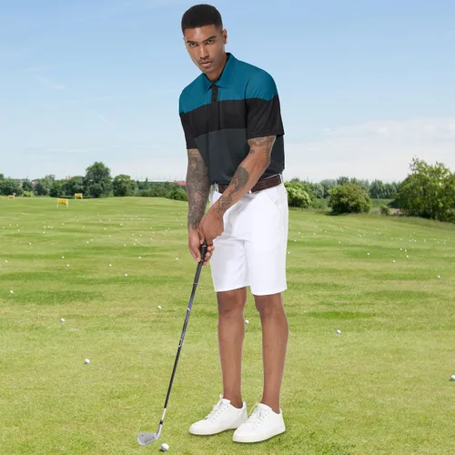 Vista 6 de Polo de golf para hombre grande y alto, ajuste seco, manga corta, impresión, rendimiento que absorbe la humedad, deportivo, casual, polo M-7XL