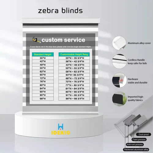 Vista 3 de Persianas enrollables de cebra, persianas enrollables para ventanas, tamaño personalizado, doble capa, sin cables, control de luz transparente