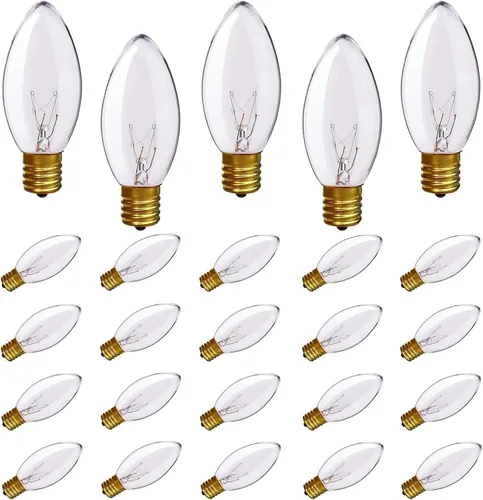 Vista 11 de Paquete de 25 bombillas C9 de cerámica verde de repuesto, bombilla de luz vintage incandescente para guirnalda de San Patricio, bombillas de luz