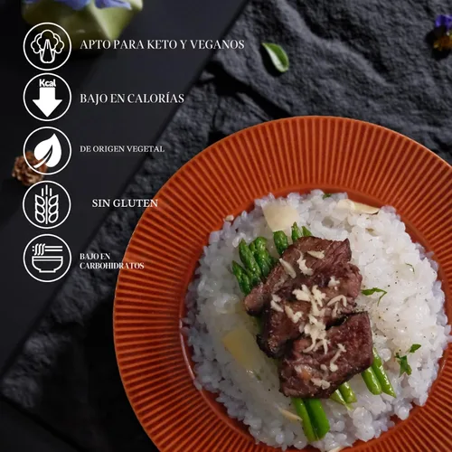 Vista 3 de YUHO Shirataki Konjac - Arroz para el interior, vegano, sin gluten, sin grasa, apto para dieta cetogénica, bajo en carbohidratos, 53.61 onzas