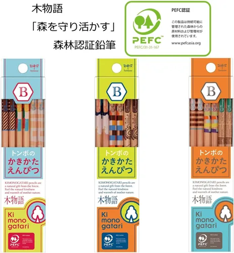 Vista 6 de Tombow KB-KF01-B Lápiz, F Tree Monogatari Shikata, B, patrón azul claro, 1 docena