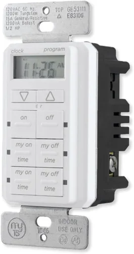 Vista 2 de myTouchSmart Temporizador digital de pared, 4 botones programables de encendido/apagado, 2 botones de encendido/apagado fáciles, ciclos diarios