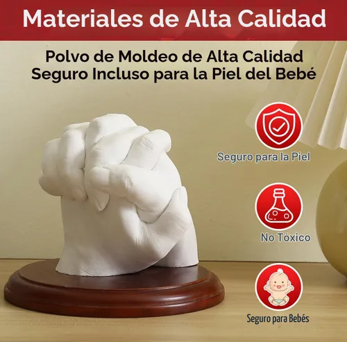 Vista 4 de PewinGo Kit de Moldeo de Manos con Base - Molde de Yeso DIY para Parejas - Ideas de Regalo para San Valentín, Compromiso, Aniversario, Boda