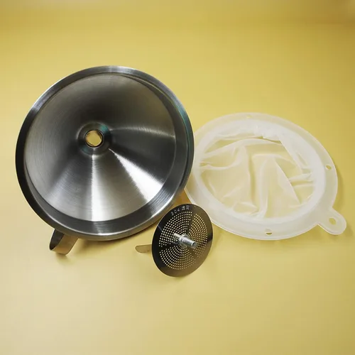 Vista 5 de Filtro de vino de malla Filtro de alimentos Jugo Mermelada Café Sedimento Colador para embudo de cocina de 5 pulgadas (filtro 120mesh)