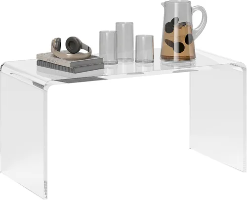 Vista 10 de HOMCOM Mesa de centro rectangular de 21 pulgadas de largo con forma de cascada de acrílico, 0.472 in de grosor, transparente