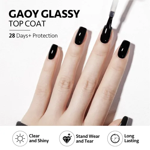 Vista 4 de GAOY 16ml 4 Piezas Juego de Capa Superior de Gel Brillante y Capa Base, Sin Limpieza, Combinación para Esmalte de Uñas con Curación UV