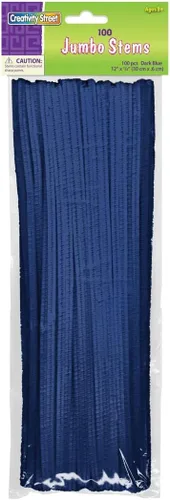 Vista 11 de Creativity Street Jumbo Chenille Stems, 12" x 6 mm, Craft Pipe Cleaners in Assorted Basic Colors, Pack of 100, Case of 12 Packs, 1200 Chenille Stems