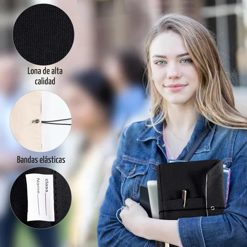 Vista 6 de Funda de lona para libros, fundas lavables y ajustables para tapa blanda y tapa dura, bolsillos para bolígrafos, regalo para amantes de los libros