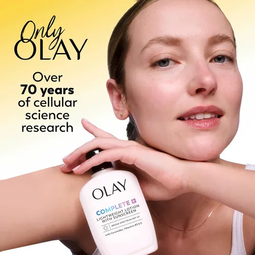 Vista 11 de Olay Complete+ Hidratante Facial con Protector Solar SPF 40, Para Piel Sensible, Protección Solar de Amplio Espectro, Sin Fragancia - Sin Residuo