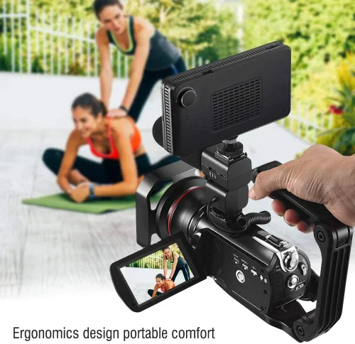 Vista 5 de Soporte estabilizador de extensión para videocámara digital DSLR, mango protector de cámara de filmación de video con micrófono universal flash