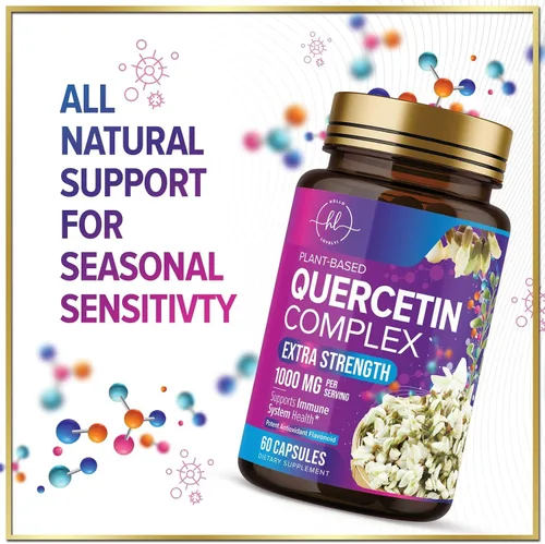 Vista 7 de Dihidrato de quercetina 1000 mg por porción - Bioflavonoides de primera calidad a base de plantas - Antioxidante extra fuerte Apoyo para la salud