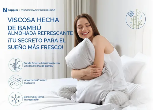 Vista 7 de Nappler - Almohada refrescante para durmientes calientes - Juego premium de 2 almohadas de cama tamaño estándar - Espuma viscoelástica triturada