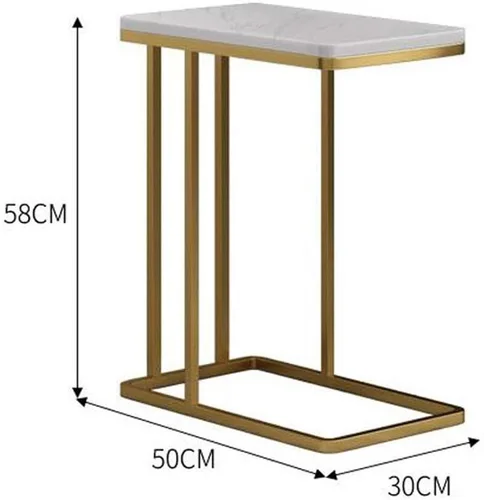 Vista 2 de Mesa auxiliar Nórdico mármol pequeña mesa de centro mesa de centro simple sala de estar sofá de hierro mesa de noche creativa mini mesa llena
