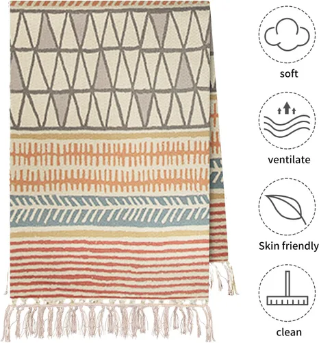 Vista 4 de Cifupy Tapete de yoga orgánico hecho a mano con esterilla de yoga de algodón orgánico, alfombra de yoga plegable y antideslizante tejida a mano que