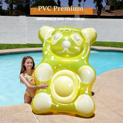 Vista 6 de SLOOSH Flotadores inflables de oso de goma de 60 pulgadas para piscina, divertidos flotadores para piscina, juguetes para decoración de fiesta