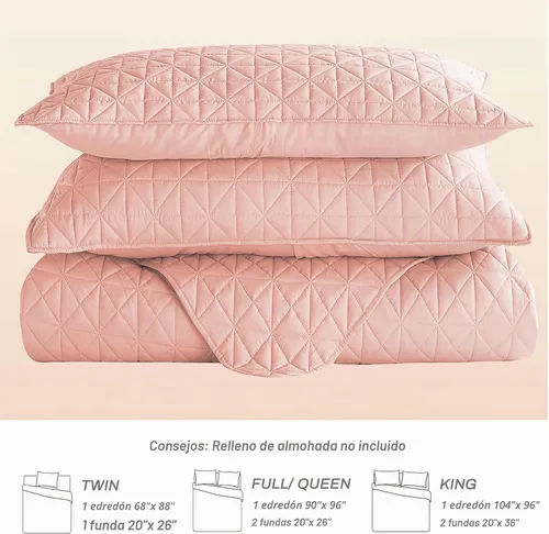 Vista 5 de Exclusivo Mezcla Quilts - Juego de ropa de cama tamaño King, color rosa Cuadrícula Rosa