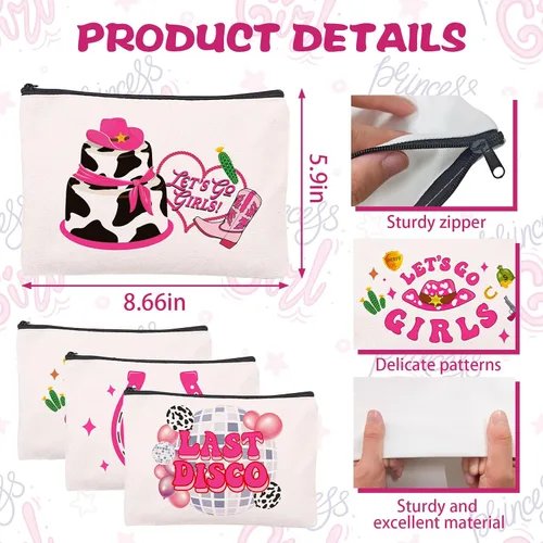 Vista 2 de Decoraciones de fiesta, bolsas de maquillaje, bolsas de regalo de despedida de soltera, decoraciones de fiesta, regalo, lona, cosméticos, viajes