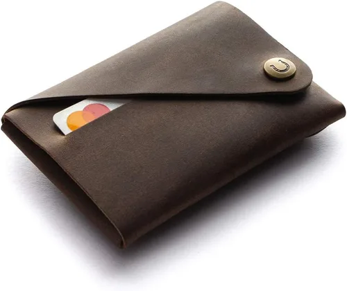 Vista 13 de Crazy Horse Craft Cartera minimalista personalizada, monedero de cuero con Verde alpino