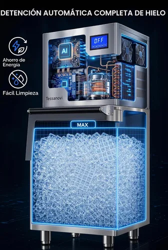 Vista 5 de Commercial Ice Maker Machine 580lbs, 350lbs Bin, Stainless Steel Silver