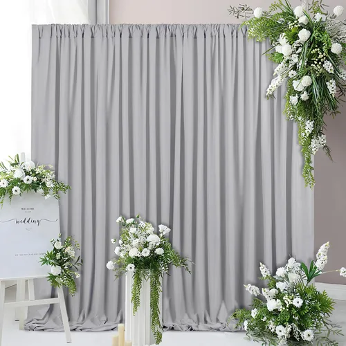 Vista 12 de Cortinas de fondo de poliéster negro para cortinas, 2 paquetes de 5 x 8 pies, cortina de tela de cortina de Halloween para decoración de fiestas