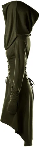Vista 2 de Womens Renaissance Costumes Hooded Robe Lace Up Vintage Pullover High Low Long Hoodie Dress