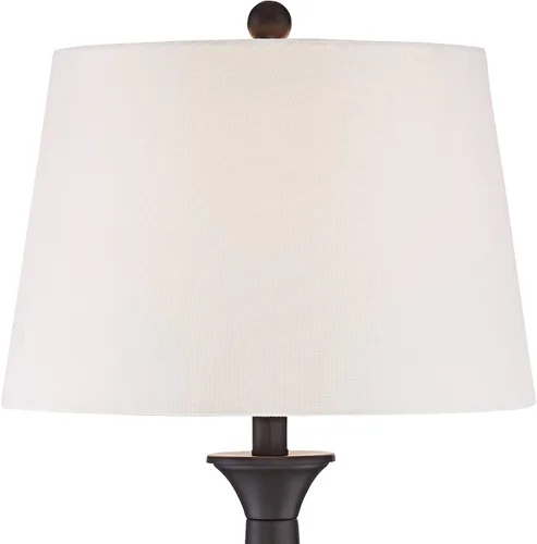 Vista 8 de 360 Lighting Dolbey - Juego de 2 lámparas de mesa rústicas de granja de 28 pulgadas de alto, columna cónica de bronce profundo, pantalla de tambor