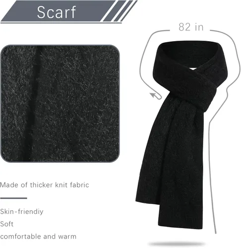 Vista 5 de ecodudo Conjunto de bufanda y gorro de invierno para mujer, conjunto de guantes para pantalla táctil con pompón para mujer