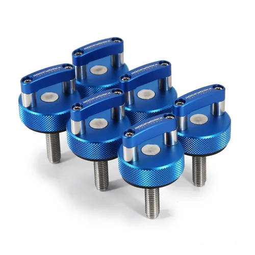 Vista 17 de ROCKWORKX Billet Tornillo de pulgar de aluminio duro de extracción rápida, anillo en D integrado, compatible con Jeep Wrangler JK 2007-20018, JL