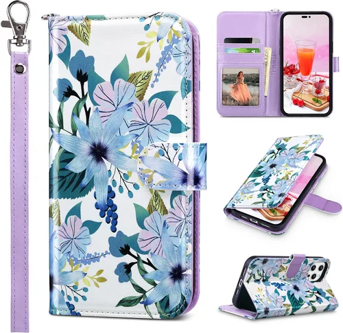 Vista 28 de ULAK Compatible con iPhone 14 Funda Cartera para Mujeres, Cubierta Plegable de Cuero PU Premium con Portador de Tarjetas, Función de Soporte Funda
