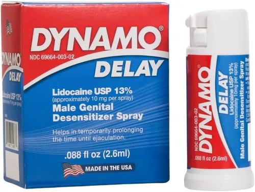 Vista 4 de Dynamo Delay - Spray de tamaño de viaje para hombres, fórmula de lidocaína al 13% para ayudarte a durar más tiempo en la cama, control compacto