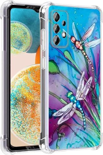 Vista 30 de Funda para Galaxy A23 5G, diseño de flores de mariposa azul, protección contra caídas, a prueba de golpes, carcasa protectora de cuerpo completo