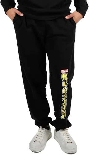 Vista 2 de Bioworld Combo de pantalones deportivos y sudadera con capucha negros My Hero, Negro