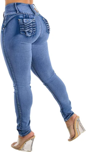 Vista 16 de Moda Xpress - Jeans levantadores de glúteos para mujer, ajustados, de cintura alta, elásticos 10840c_tp1589 caqui