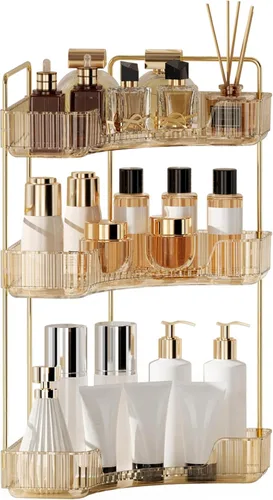 Vista 12 de YCIA&DONE Organizador de esquina para mostrador de baño, organizador de maquillaje para tocador, bandeja de perfumes cosméticos para el cuidado