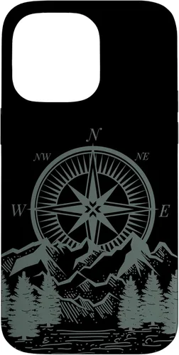 Vista 21 de iPhone 16 Compass Nautical Aesthetic Tree Mountains Landsacpe Case