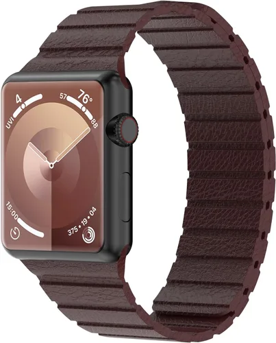 Vista 6 de Compatible con Apple Watch Band 1.732 pulgadas, 1.654 pulgadas, 1.575 pulgadas, 1.496 pulgadas. Correa de piel ajustable mejorada con sistema