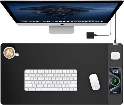 Vista 20 de TopMade Alfombrilla de Mouse de Carga Inalámbrica, Alfombrilla de Mouse para Juegos RGB, Alfombrilla de Escritorio para Oficina en Casa, 31.5" x RGB