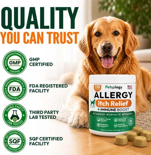Vista 6 de Masticables para aliviar la alergia para perros, 170 unidades, antipicazón