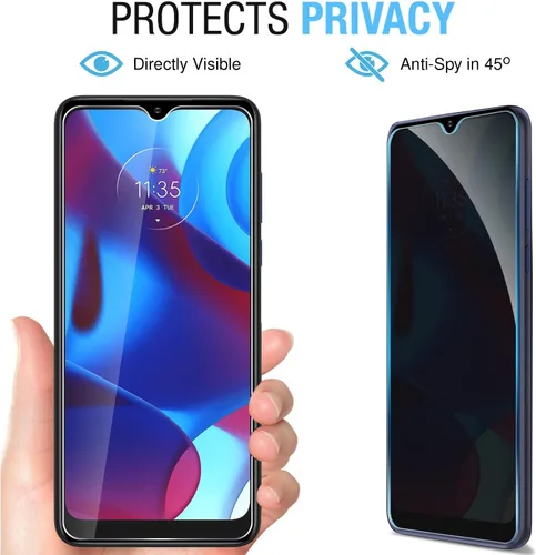 Vista 2 de Moonshield MOOISVS - Protector de pantalla de privacidad para Motorola Moto G Pure, película de vidrio templado Ultra HD, dureza 9H, compatible