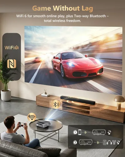 Vista 8 de Proyector inteligente 4K True 2300ANSI Proyector diurno con WiFi, Bluetooth, NFC, aplicaciones, enfoque automático/Keystone, proyector Ultra HD
