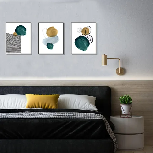 Vista 6 de AsmaArt Impresiones artísticas de geometría abstracta verde para pared, estilo bohemio, decoración de pósteres para el hogar, 8 x 10
