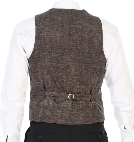 Vista 22 de Gioberti Chaleco de tweed formal de 6 botones para hombres