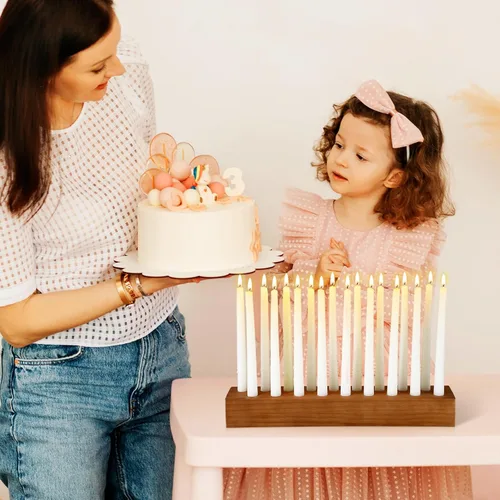 Vista 5 de Mumufy Portavelas de madera de 45,72 cm de largo para velas cónicas de cumpleaños, candelabros para centro de mesa de fiesta de cumpleaños