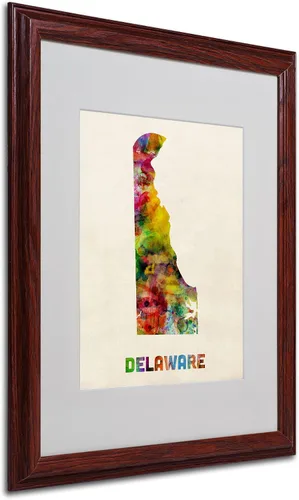Vista 7 de Trademark Fine Art Mapa Delaware - Arte enmarcado enmarcada de Michael Tompsett en marco de madera, 11 x 14 pulgadas