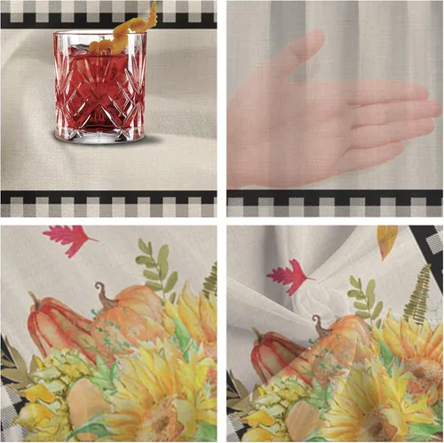 Vista 6 de Plaid Pumpkin Sunflower Chiffon Table Runner 55 Inches Long, Voile Sheer Tulle Runner for Rustic Wedding Reception Bridal Shower Decorations