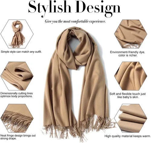 Vista 4 de maamgic Chales de pashmina para mujer, grandes, suaves, con sensación de cachemira, bufanda ligera