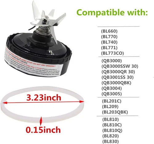 Vista 5 de 4 piezas de repuesto de juntas de goma para sellar juntas tóricas blancas, compatibles con licuadora Ninja (4 piezas de 3.23 pulgadas)