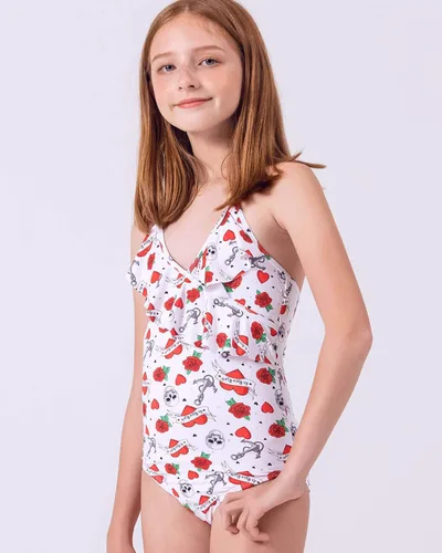 Vista 4 de As Rose Rich - Trajes de baño de una pieza para niñas, tallas 7 - 16, UPF50+